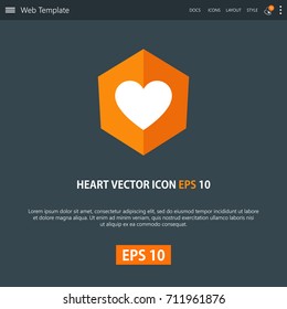 Heart icon design on modern flat background