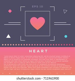 Heart icon design on modern flat background