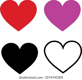 Heart icon design set with white background