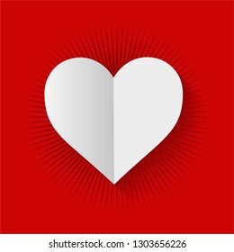 Heart icon design vector. Romantic card for Valentine's Day. Beautiful paper heart. I Love You. For designers, websites and cards.