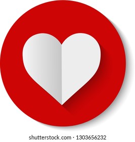 Heart icon design vector. Romantic card for Valentine's Day. Beautiful paper heart. I Love You. For designers, websites and cards.