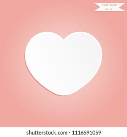 heart icon with design white paper cut art is love symbol in happy valentine's day on pink background to eps10 flat style