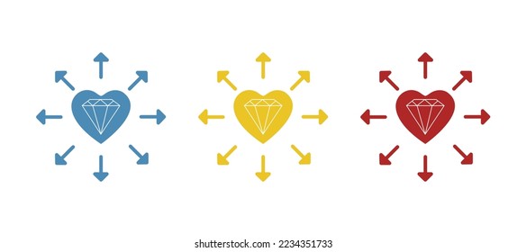 heart icon, diamond, vector illustration