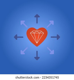 heart icon, diamond, vector illustration