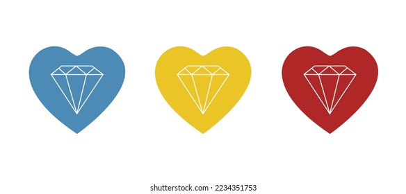 icono cardíaco, diamante, ilustración vectorial