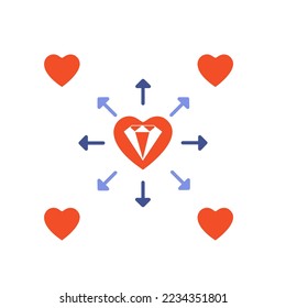 icono cardíaco, diamante, ilustración vectorial