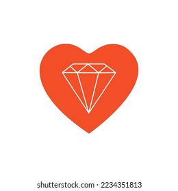 icono cardíaco, diamante, ilustración vectorial