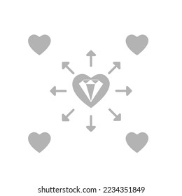 heart icon, diamond, vector illustration