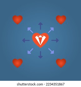 Herzsymbol, Diamant, Vektorgrafik