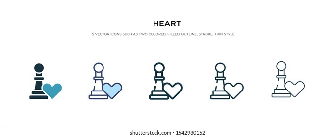 heart icon in different style vector illustration. two colored and black heart vector icons designed in filled, outline, line and stroke style can be used for web, mobile, ui