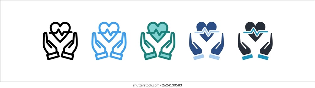 Heart Icon In Different Style Vector