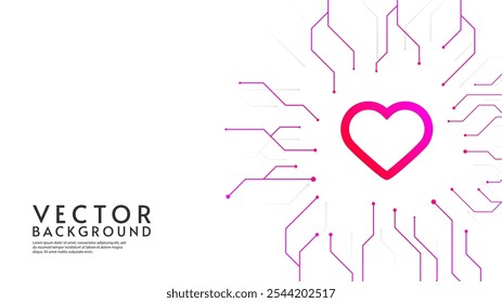 Herzsymbol. Hintergrunddesign für Digitaltechnologie. Vektorgrafik. Design für Banner, Tapete, Hintergrund.