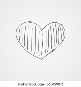 Heart Icon in doodle style. Vector symbol.