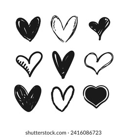 Heart icon doodles. Hand drawn love symbol.