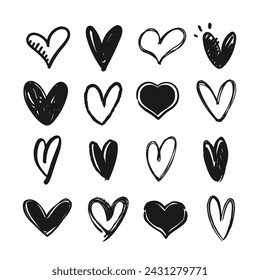 Heart icon doodles. Hand drawn hearts. Love.