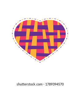 Heart icon ,Dotted line, Yellow ,Purple, Illustrations Vectors