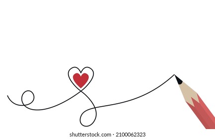 Heart icon drawn with a pencil. Greeting letter card, Happy Valentine's Day, new school year concepts. editable vector.
