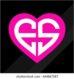 Heart icon with E & S letter initials