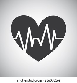 Heart icon with ekg line, vector design