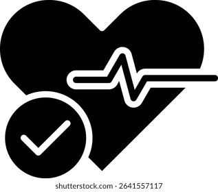 Heart icon with electrocardiogram graph of heartbeat waves that have been verified in healthy standards and the condition of the organ is functioning normally.