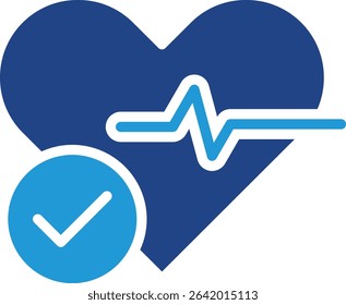 Heart icon with electrocardiogram graph of heartbeat waves that have been verified in healthy standards and the condition of the organ is functioning normally.
