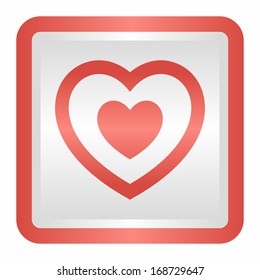 Heart icon (elegance silver button, red version) 