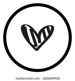  heart icon enclosed in a circle. vector