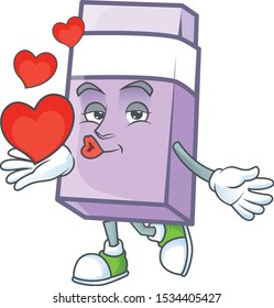 With heart icon eraser cartoon in the character