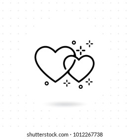 Heart icon. Favorite, Romantic vector icon. Heart symbol for love. Valentine's day icon for couple, relationship, wedding and love. two connected heart symbols in one lines