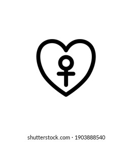 Heart icon with female Venus symbol. Icon design for international women's day celebrations