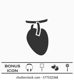 Heart icon flat. Black pictogram on white background. Vector illustration symbol and bonus button