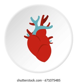 Heart icon in flat circle isolated vector illustration for web