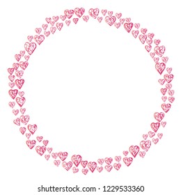 Heart icon flat color design pattern circle shape pink color isolated on white color background, with copy space center