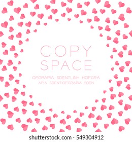 Heart icon flat color design pattern circle shape pink color isolated on white  color background, with copy space center