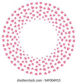 Heart icon flat color design pattern circle shape pink color isolated on white  color background, with copy space center