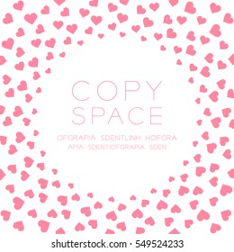 Heart icon flat color design pattern circle shape pink color isolated on white  color background, with copy space center