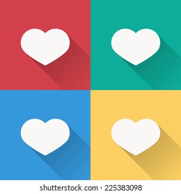 heart icon , flat design on 4 color background
