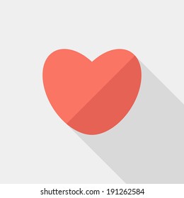 Heart icon. Flat design style modern vector illustration. Isolated on stylish color background. Flat long shadow icon. Elements in flat design.