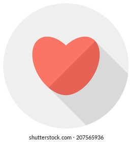 Heart icon. Flat design style modern vector illustration. Isolated on stylish color background. Flat long shadow icon. Elements in flat design.
