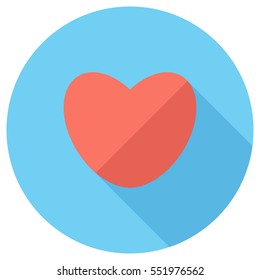 Heart icon . Flat design style modern vector illustration. Isolated on stylish color background. Flat long shadow icon. Elements in flat design.