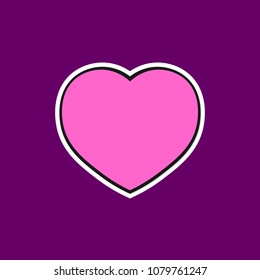 Heart icon, flat design template, isolated sticker, vector illustration