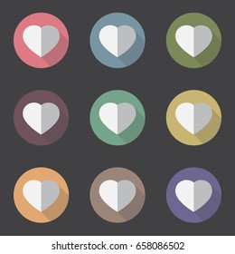 Heart icon. Flat design. Vector illustration.
