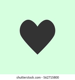 Heart Icon icon flat. Grey vector symbol on green background