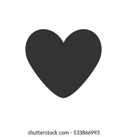 Heart icon flat. Illustration isolated on white background. Vector grey sign symbol
