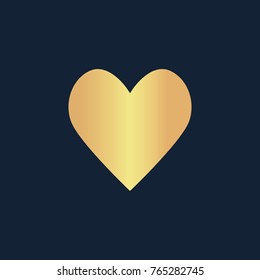 Heart Icon icon flat. Simple gold pictogram on dark background. Vector illustration symbol