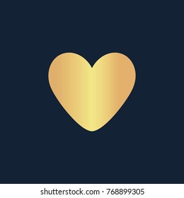 Heart icon flat. Simple gold pictogram on dark background. Vector illustration symbol