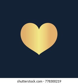 Heart icon flat. Simple gold pictogram on dark background. Vector illustration symbol