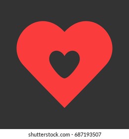 Heart icon flat. Simple pictogram on heart background. Vector illustration symbol