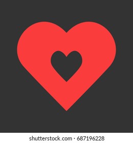 Heart Icon icon flat. Simple pictogram on heart background. Vector illustration symbol