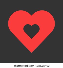 Heart icon flat. Simple pictogram on heart background. Vector illustration symbol